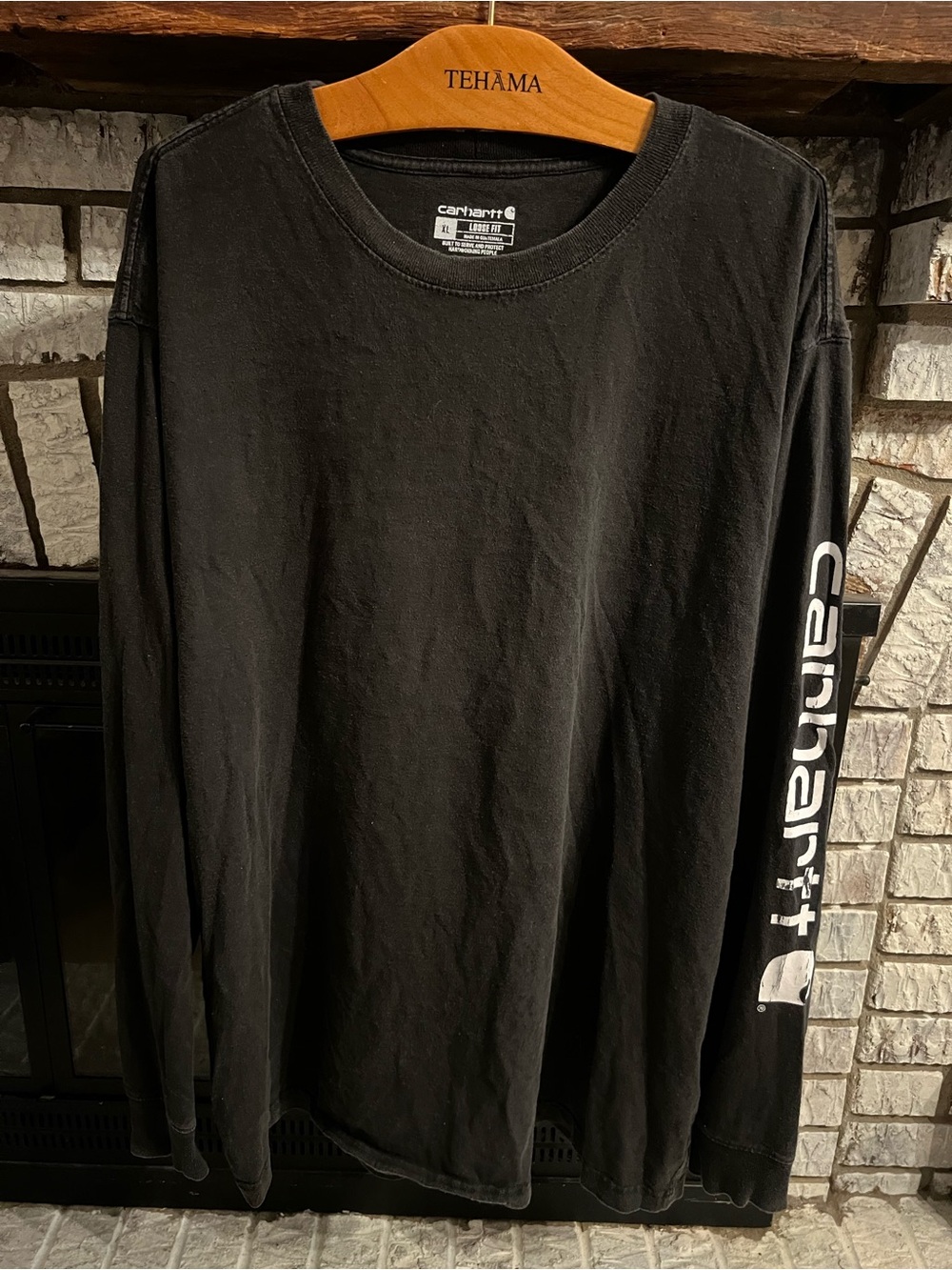 Carhartt Black Long Sleeve Tee with White Sleeve Logo